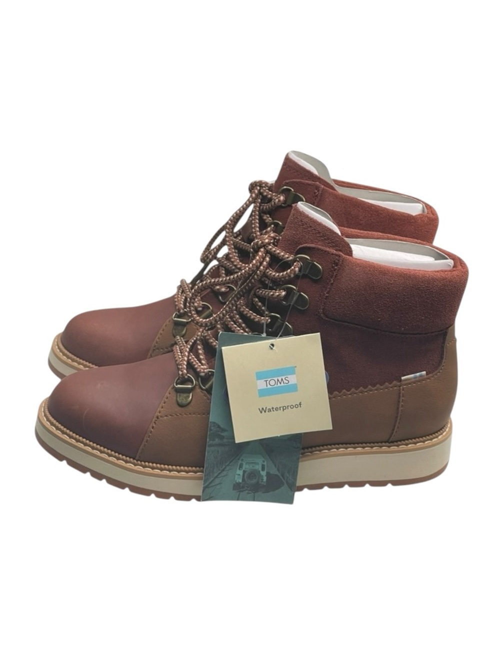 new Toms ☀︎︎ Mesa Waterproof Leather Bootie ☀︎︎ Hiking Boot ☀︎︎ Penny Brown ☀︎ - Picture 8 of 16